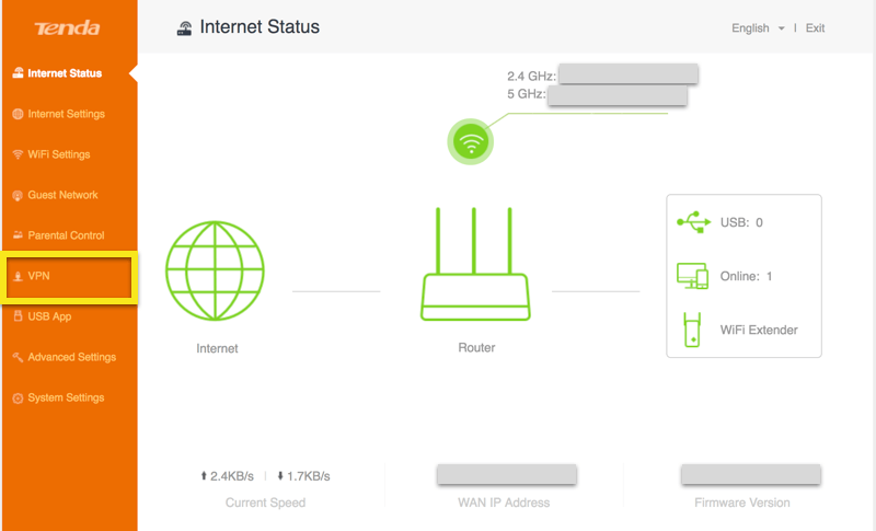 Раздел VPN Tenda